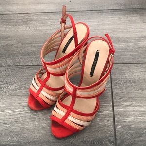 Zara Basic Red Heeled Sandal